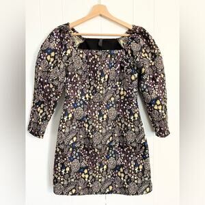 ASOS YAS Small mini dress Square neck balloon sleeve embroidered jacquard